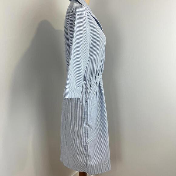 VTG Willi of California Womens M/L Blue White Striped Nautical Button Down Dress - Picture 2 of 13